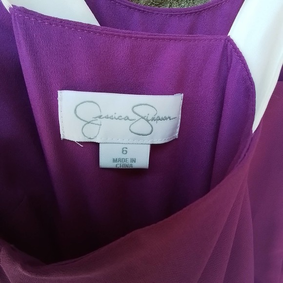Jessica Simpson Sleeveless Dress Size 6 Fuchsia w/ High Low Hem Criss Cross Back - Picture 14 of 16